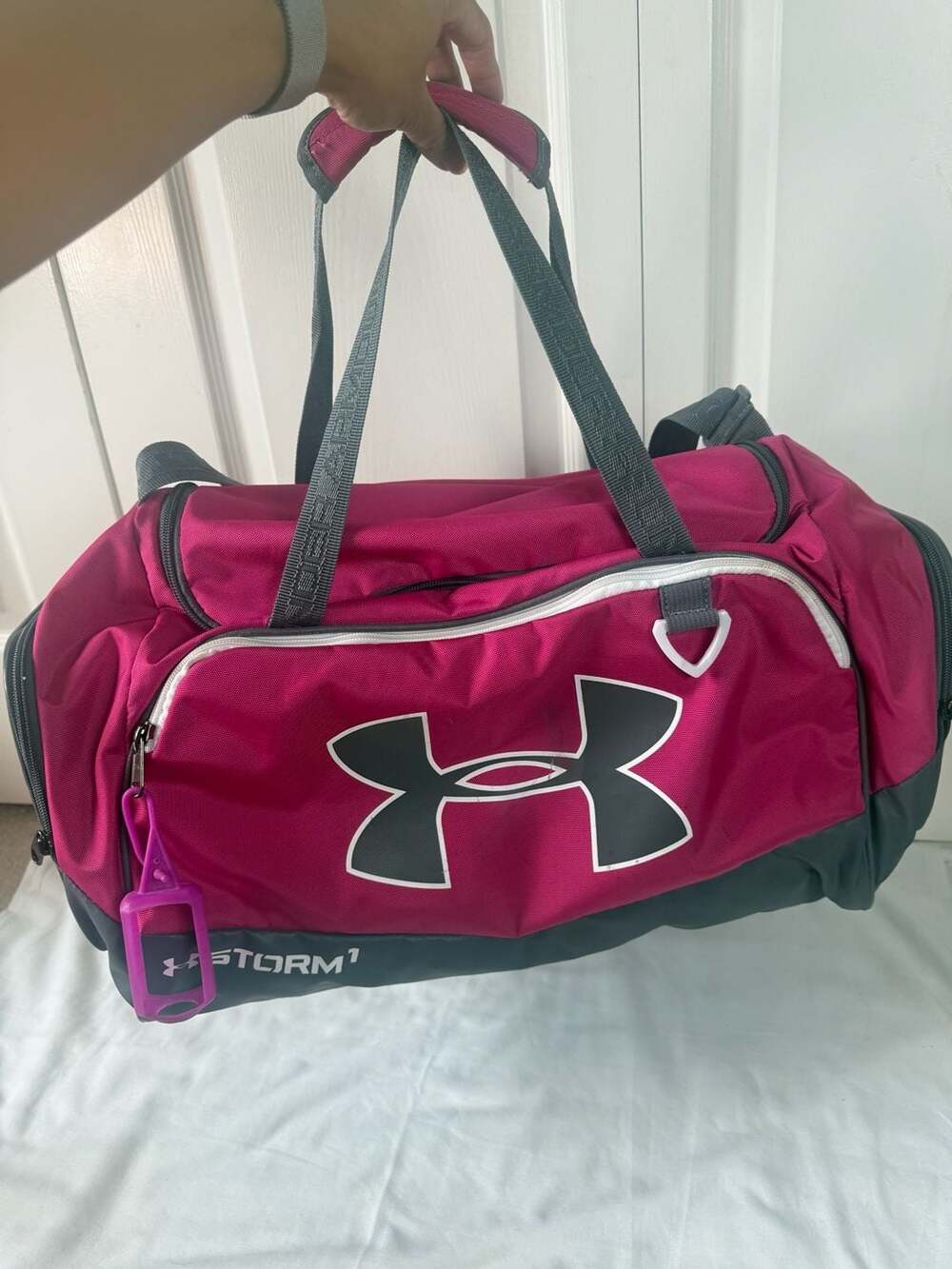 Under Armour Storm1 Pink Black Medium Duffel Gym Travel Sports Bag Shoulder Tote